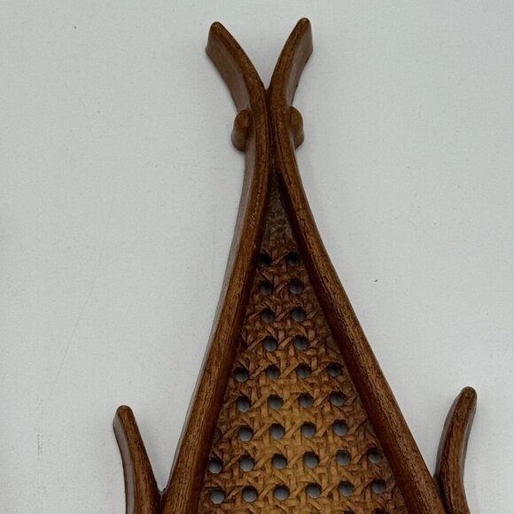 Homco Faux Rattan Wicker Teardrop Wall Sconce Candle Holders  Boho Bohemian MCM - Picture 3 of 16